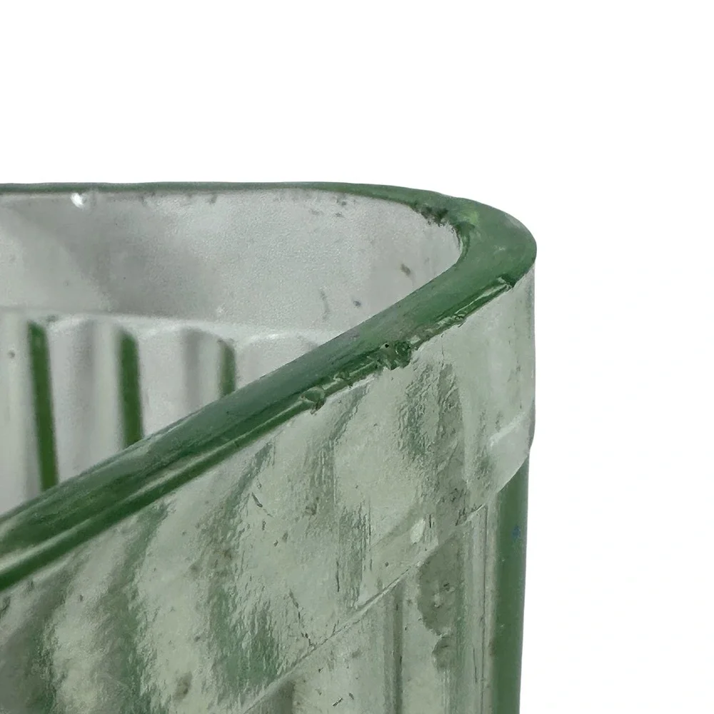 Vintage Green Uranium Depression Glass Ribbed Rectangular Refrigerator Dish